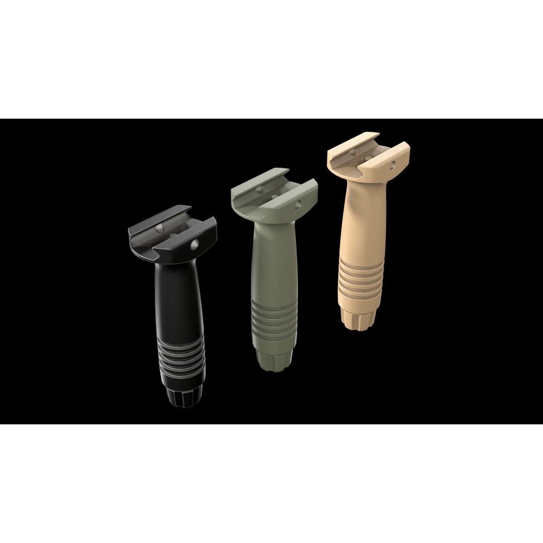 Knights Armament Forward Grip 3D Model – Low Poly Vertical Grip, FBX - View 4