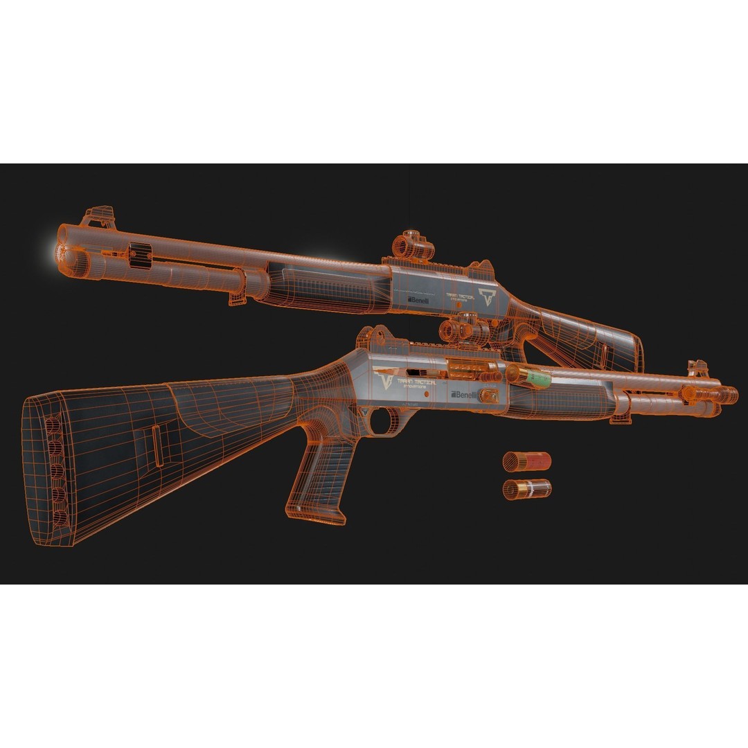 TTI Benelli M4 Super 90 3D Model – Low Poly Game Asset, FBX/OBJ - View 15
