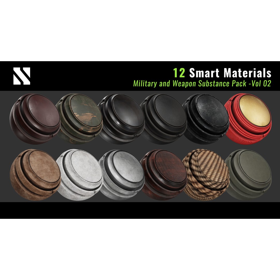 Military and Weapon Smart Materials 3D Model – PBR Textures for Substance Painter - View 3