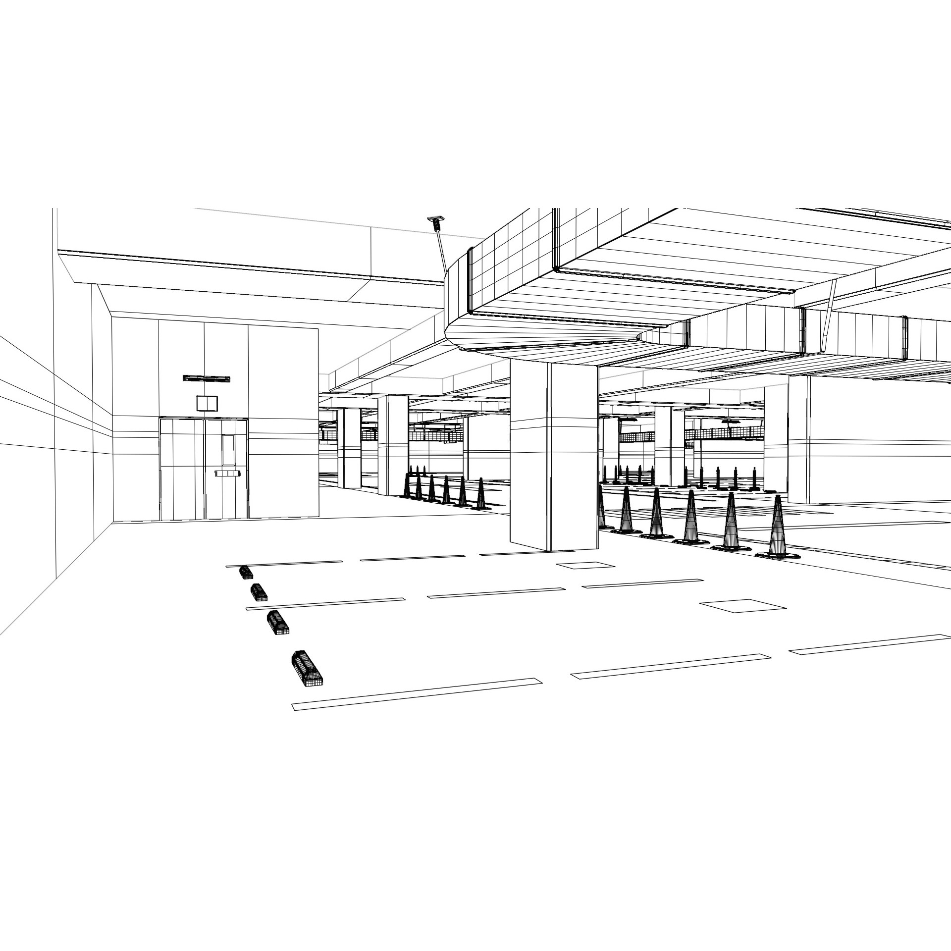 Underground Parking Lot - Game-Ready 3D Model