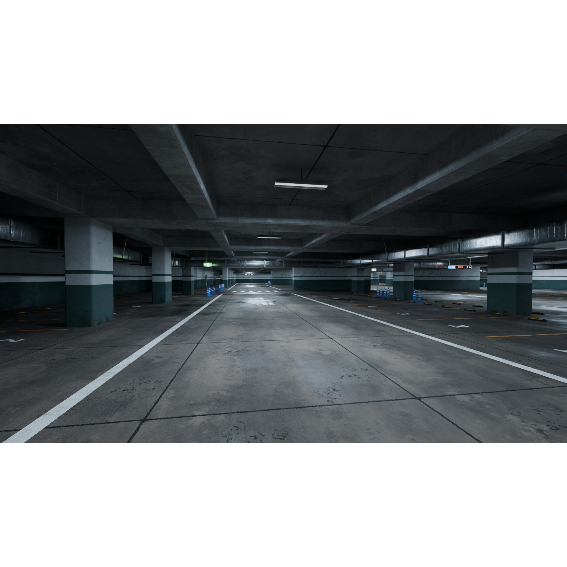 Underground Parking Lot - Game-Ready 3D Model - View 3