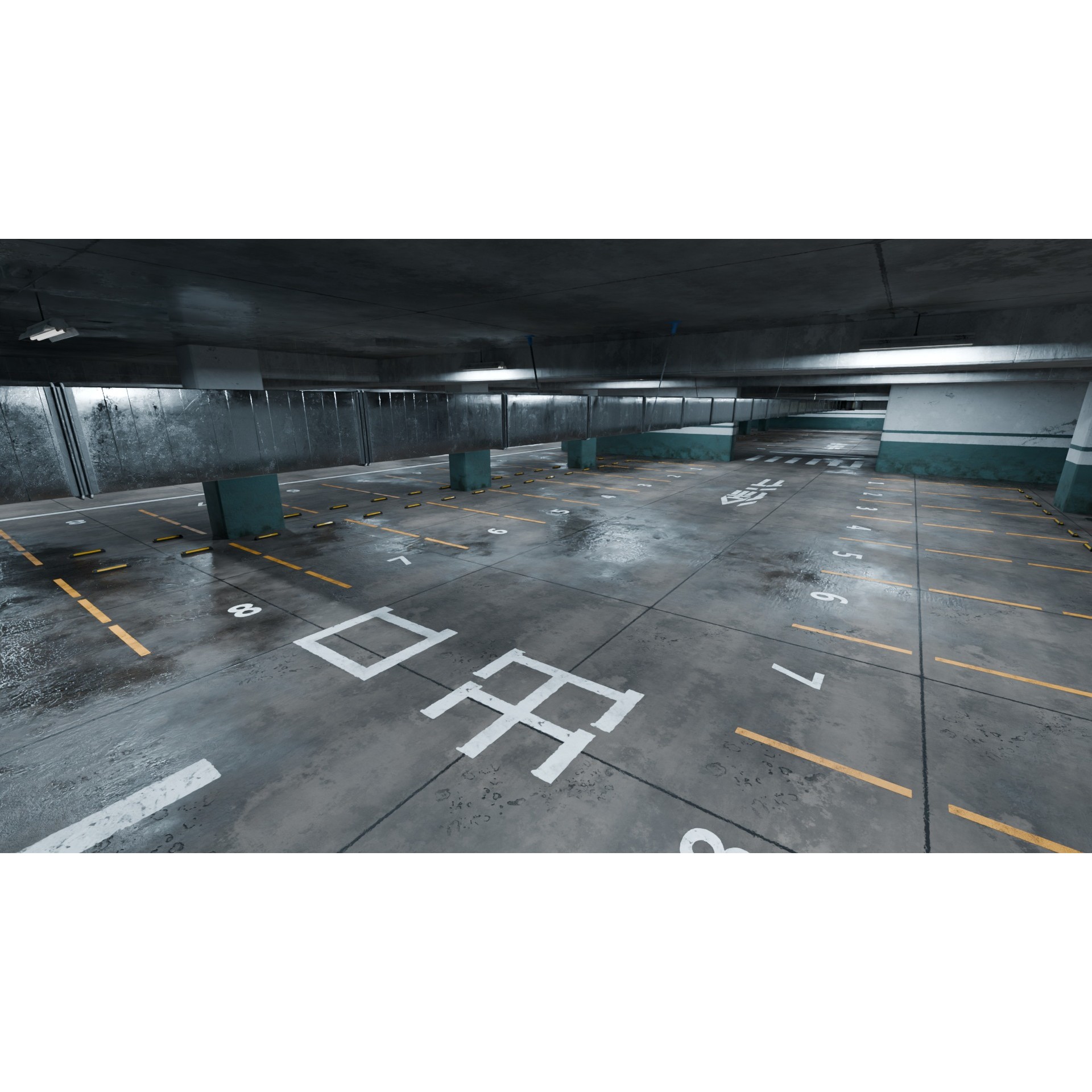 Underground Parking Lot - Game-Ready 3D Model - View 5
