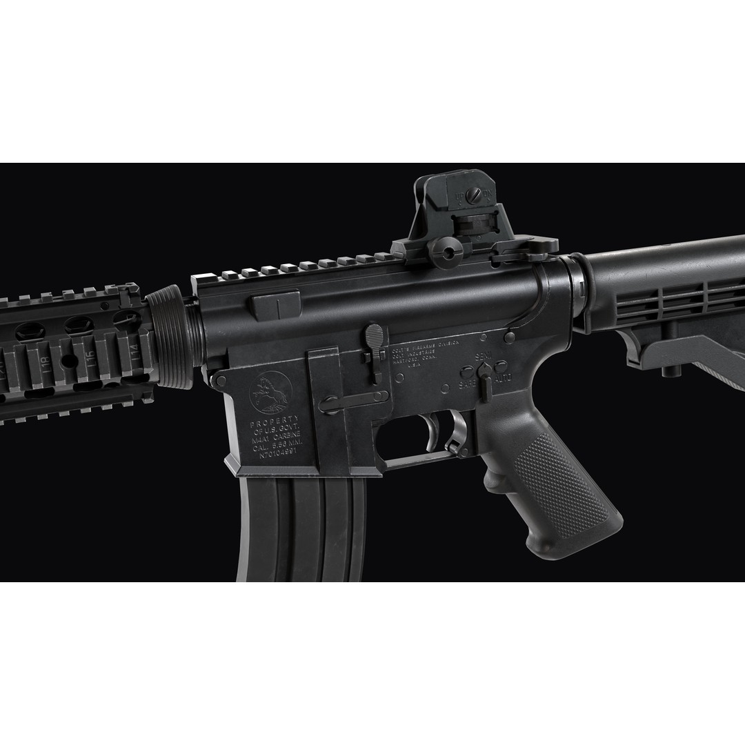 M4A1 Assault Rifle 3D Model – Low Poly Game Ready PBR Asset, FBX - View 16