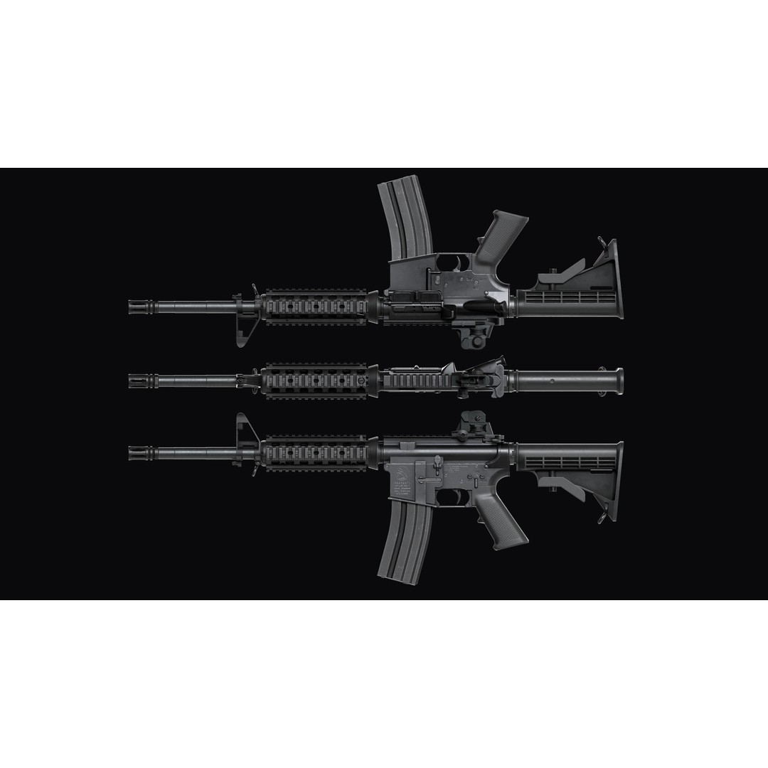 M4A1 Assault Rifle 3D Model – Low Poly Game Ready PBR Asset, FBX - View 29