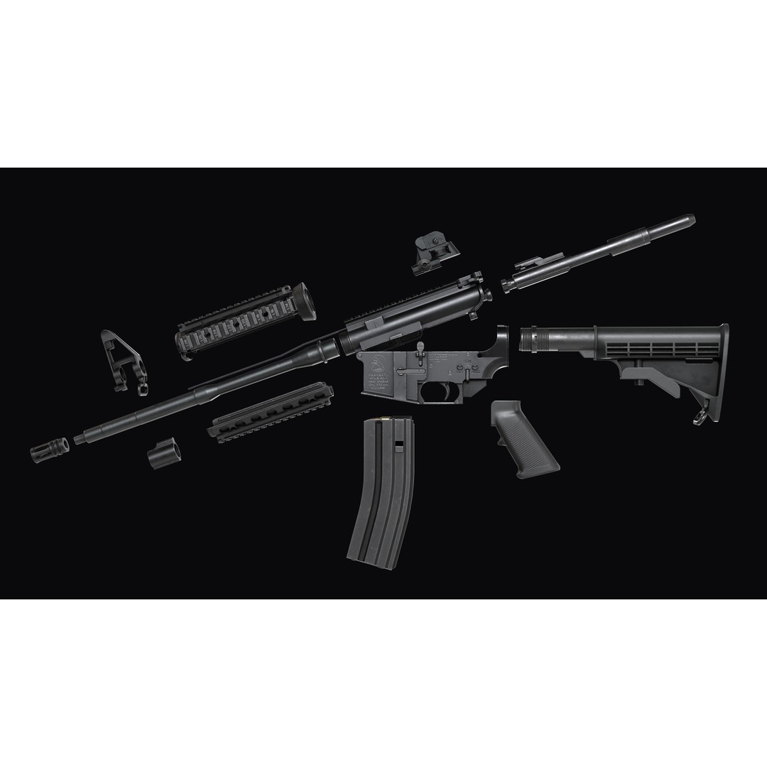 M4A1 Assault Rifle 3D Model – Low Poly Game Ready PBR Asset, FBX - View 33