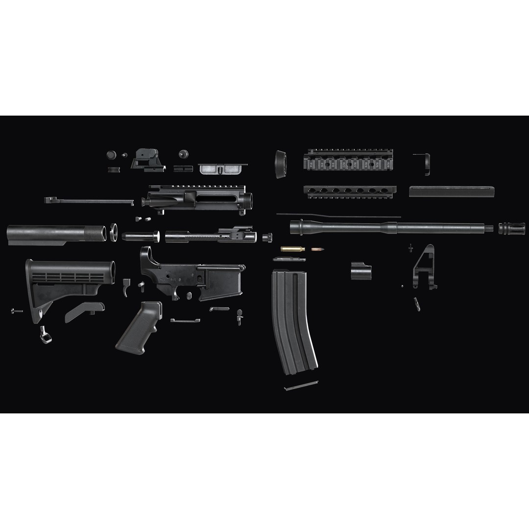 M4A1 Assault Rifle 3D Model – Low Poly Game Ready PBR Asset, FBX - View 34