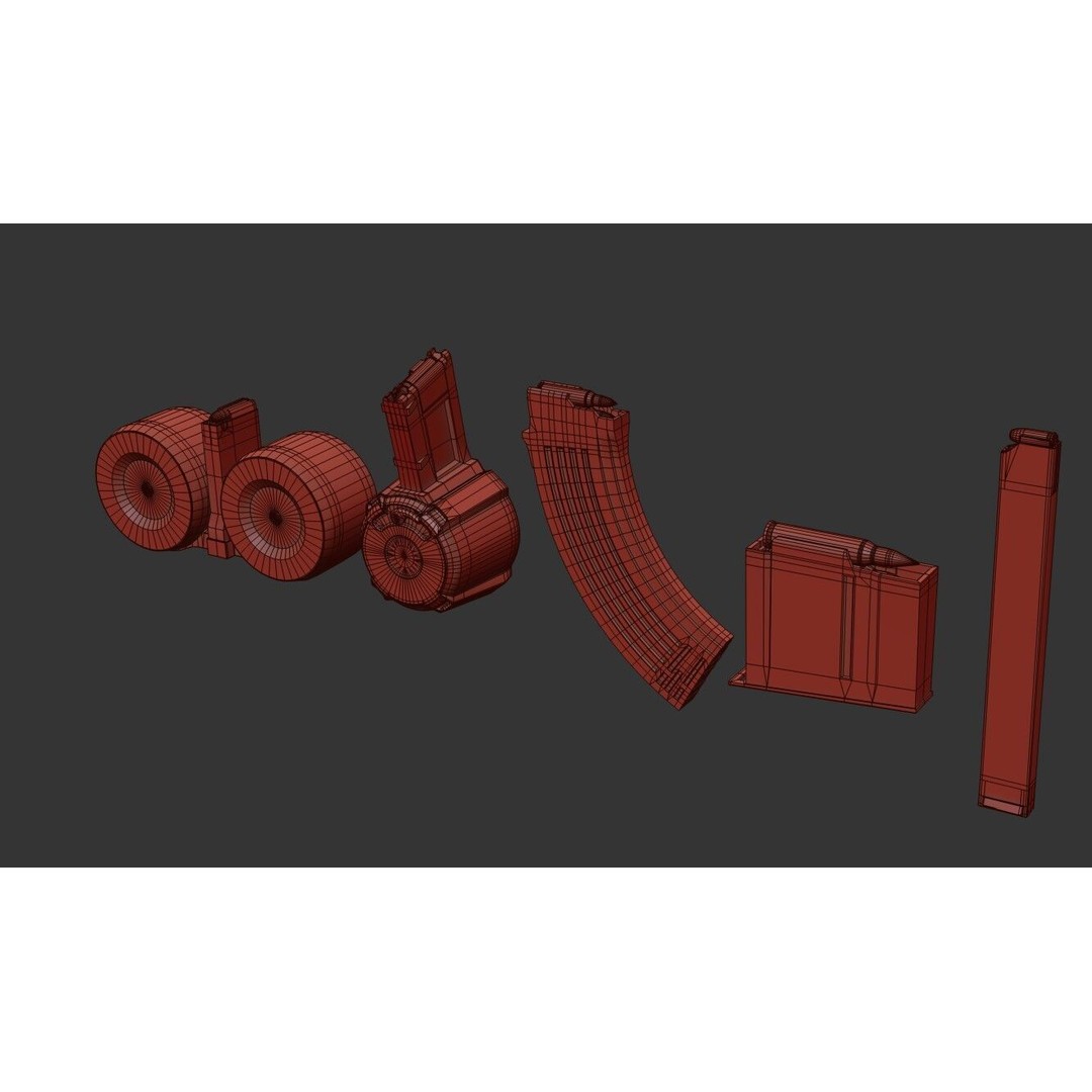 Gun Magazine Pack 3D Model – Low Poly Tactical Magazines, PBR