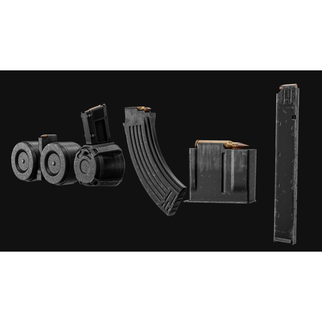 Gun Magazine Pack 3D Model – Low Poly Tactical Magazines, PBR - View 10