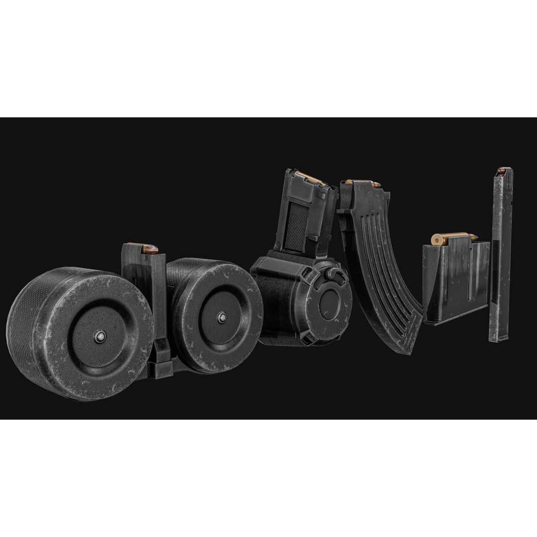 Gun Magazine Pack 3D Model – Low Poly Tactical Magazines, PBR - View 11