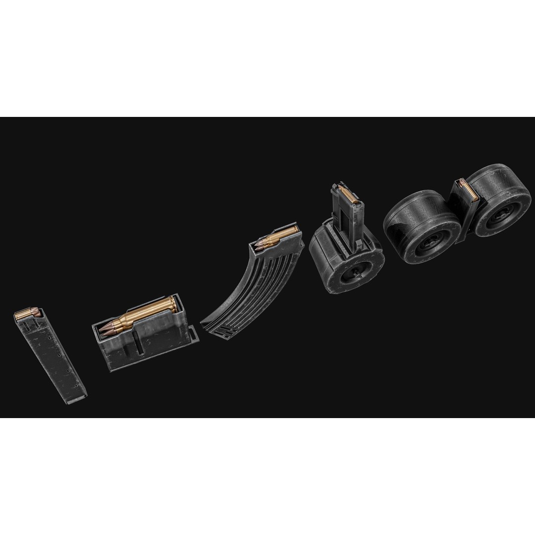 Gun Magazine Pack 3D Model – Low Poly Tactical Magazines, PBR - View 12