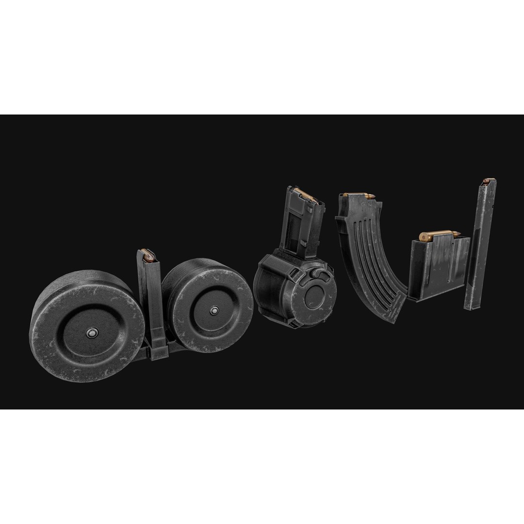 Gun Magazine Pack 3D Model – Low Poly Tactical Magazines, PBR - View 13