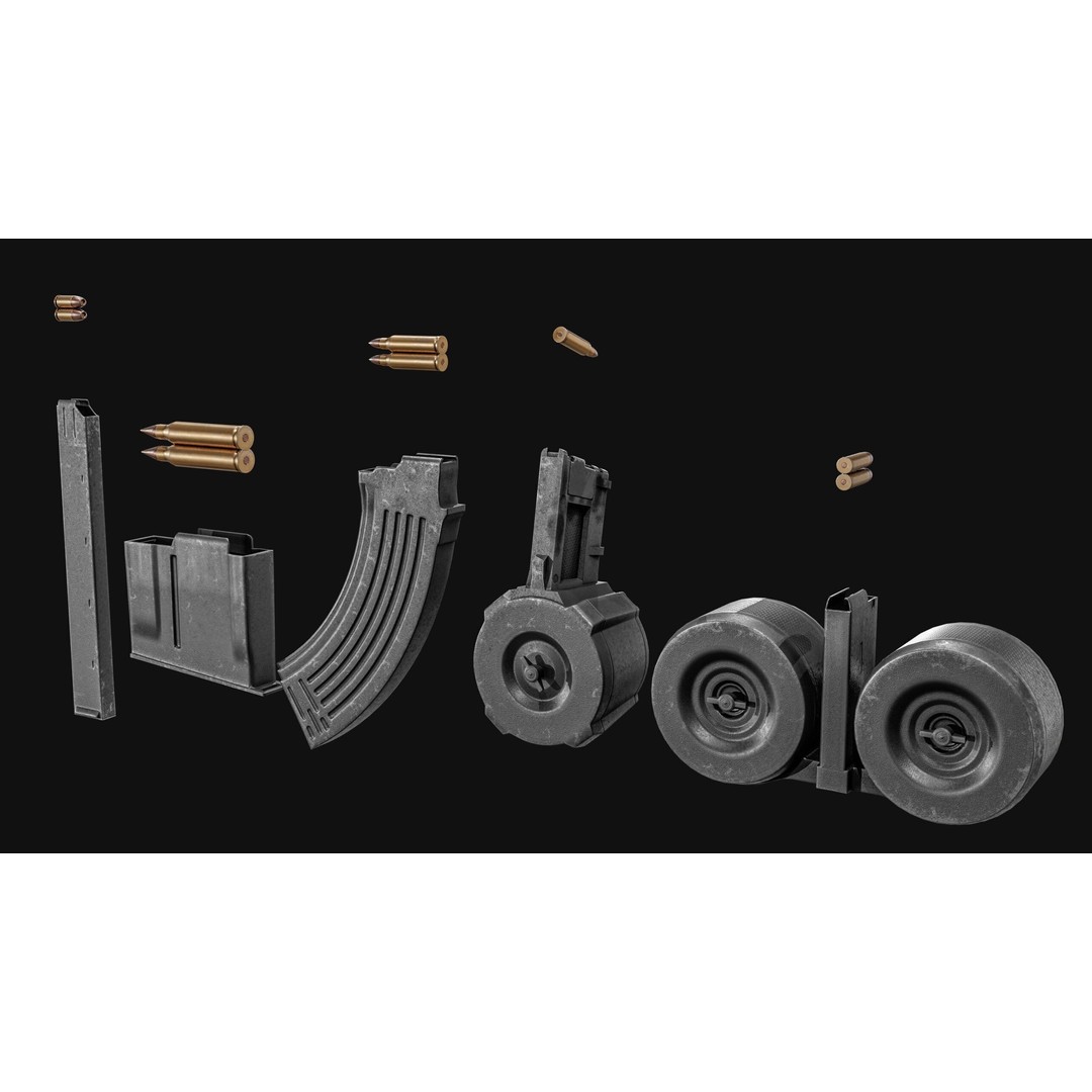 Gun Magazine Pack 3D Model – Low Poly Tactical Magazines, PBR - View 14