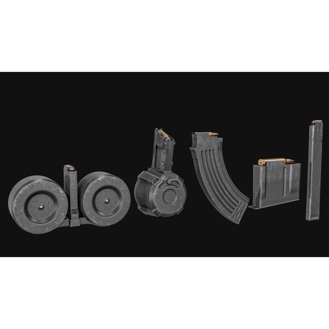 Gun Magazine Pack 3D Model – Low Poly Tactical Magazines, PBR - View 15