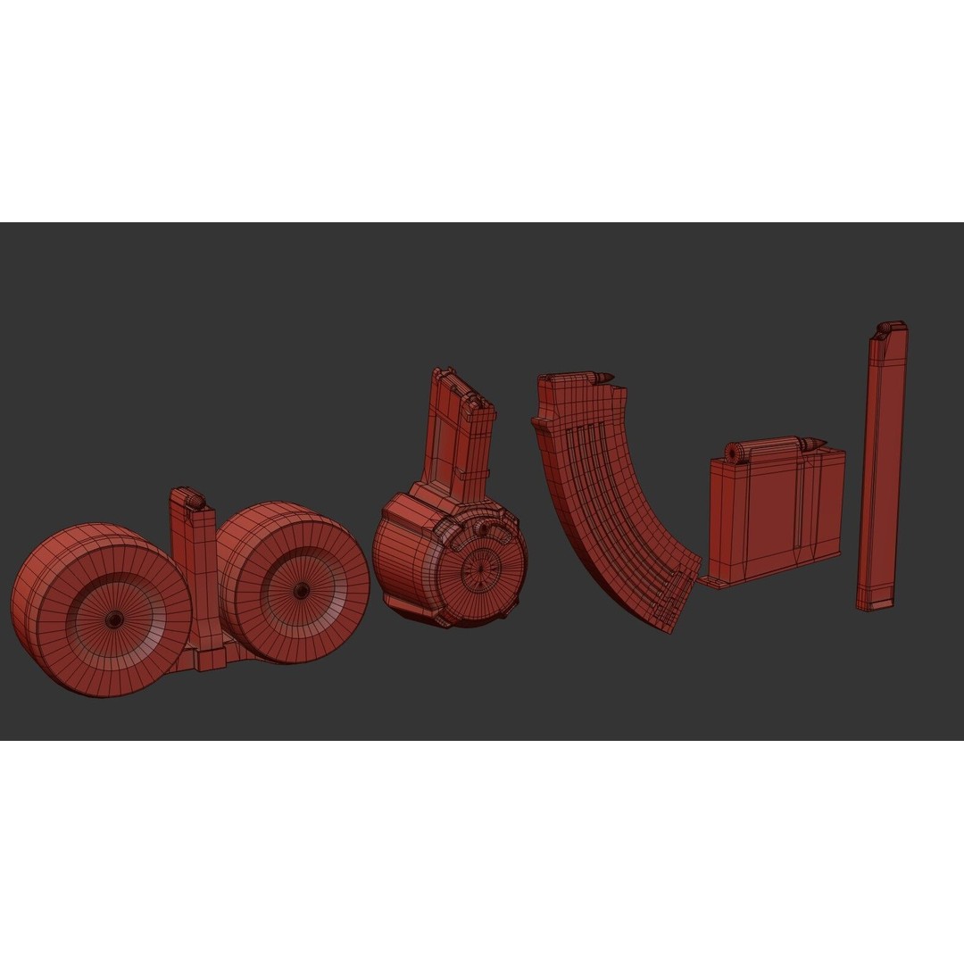 Gun Magazine Pack 3D Model – Low Poly Tactical Magazines, PBR - View 23
