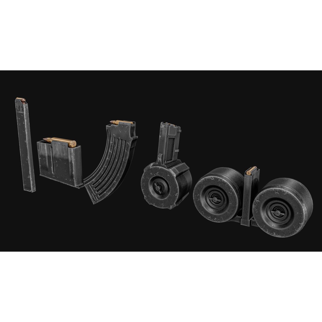 Gun Magazine Pack 3D Model – Low Poly Tactical Magazines, PBR - View 8