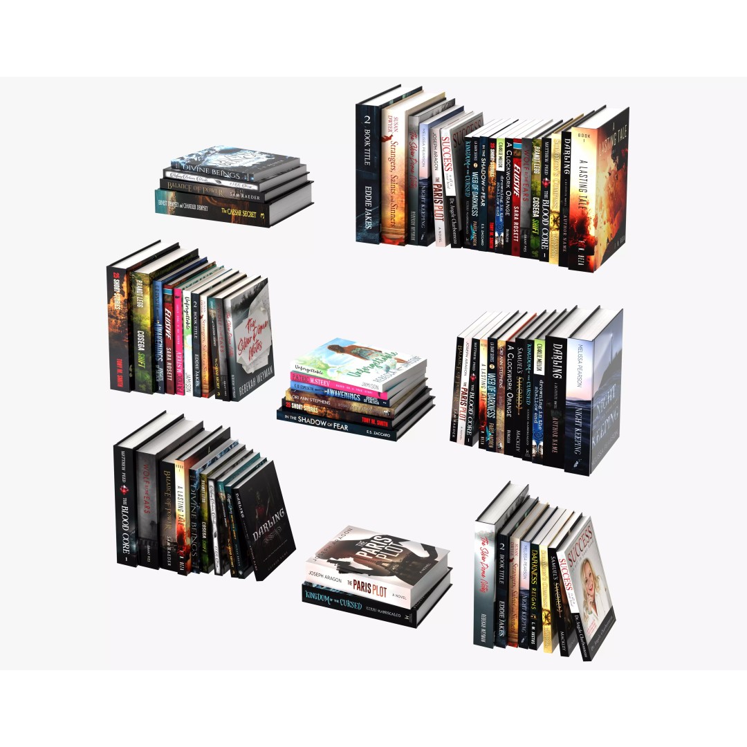 Books Collection 3D Model – Low Poly Game Asset, PBR Textures - View 2
