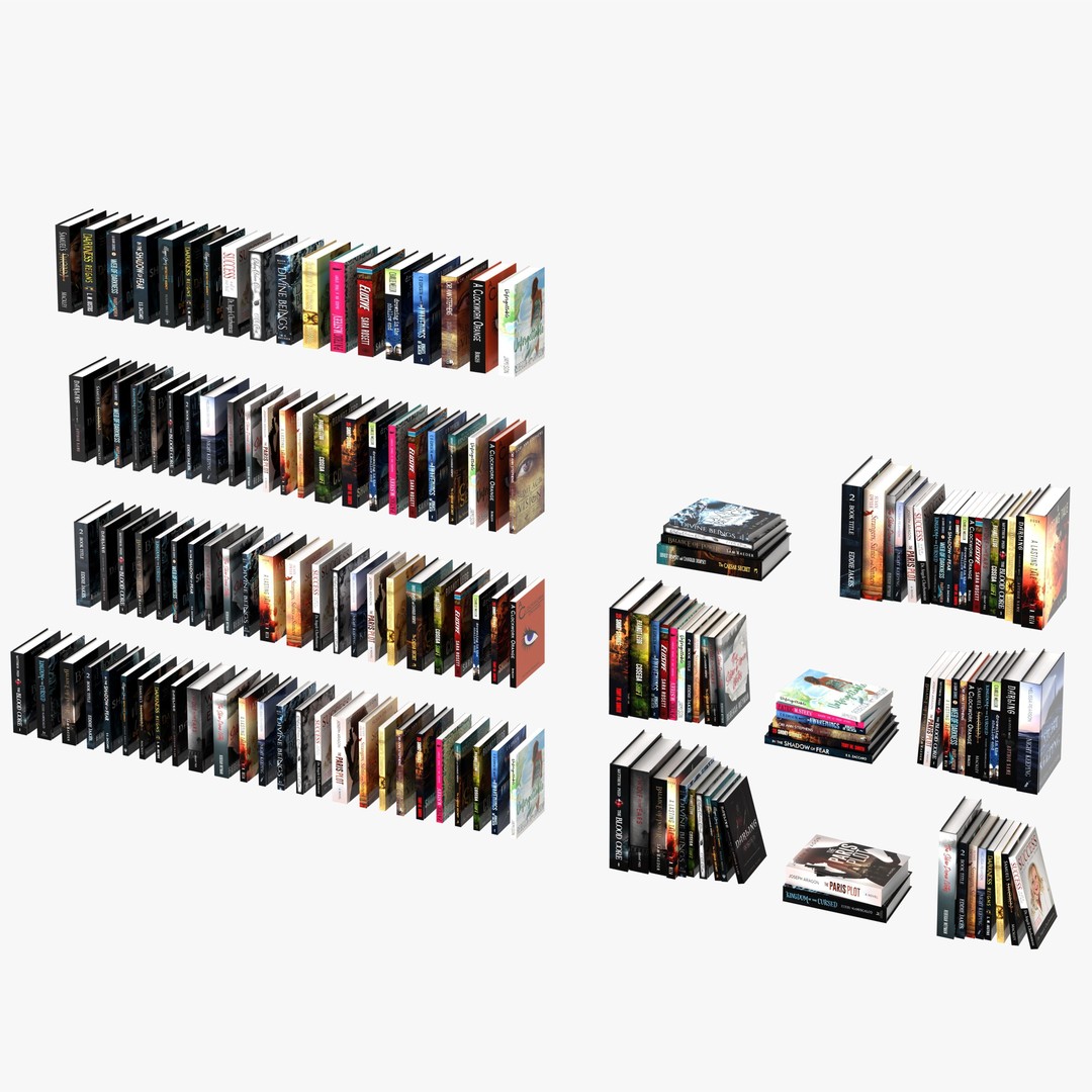 Books Collection 3D Model – Low Poly Game Asset, PBR Textures - View 3