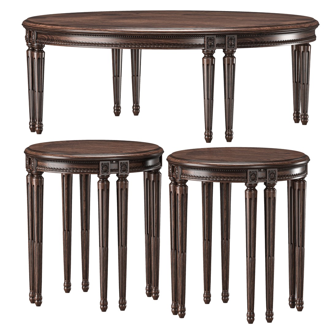 Chairish Round Coffee Table 3D Model – Classic Rococo Design, PBR Textures - View 3