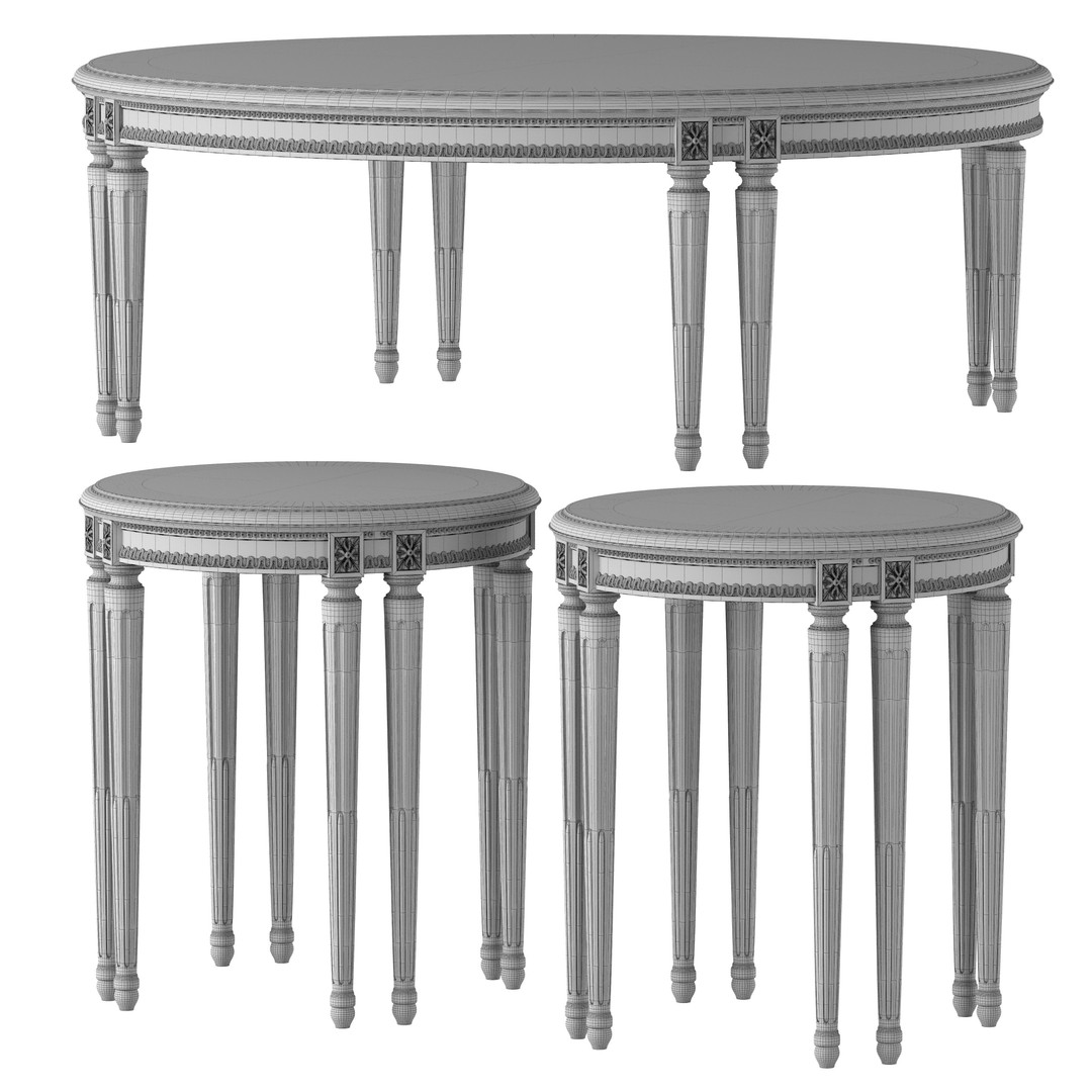 Chairish Round Coffee Table 3D Model – Classic Rococo Design, PBR Textures - View 6