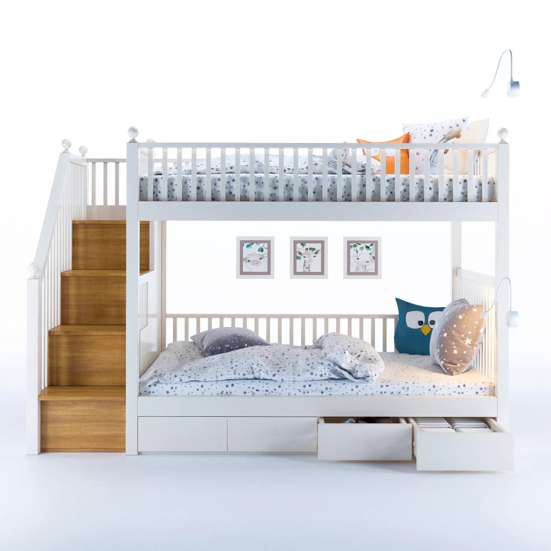 Kids Bunk Bed 3D Model – Low Poly Interior Furniture, FBX, OBJ - View 2