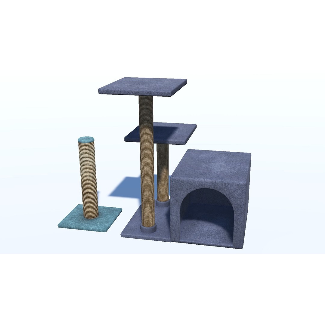 Cat Accessories 3D Model – Low Poly Game Asset, FBX, PBR Textures