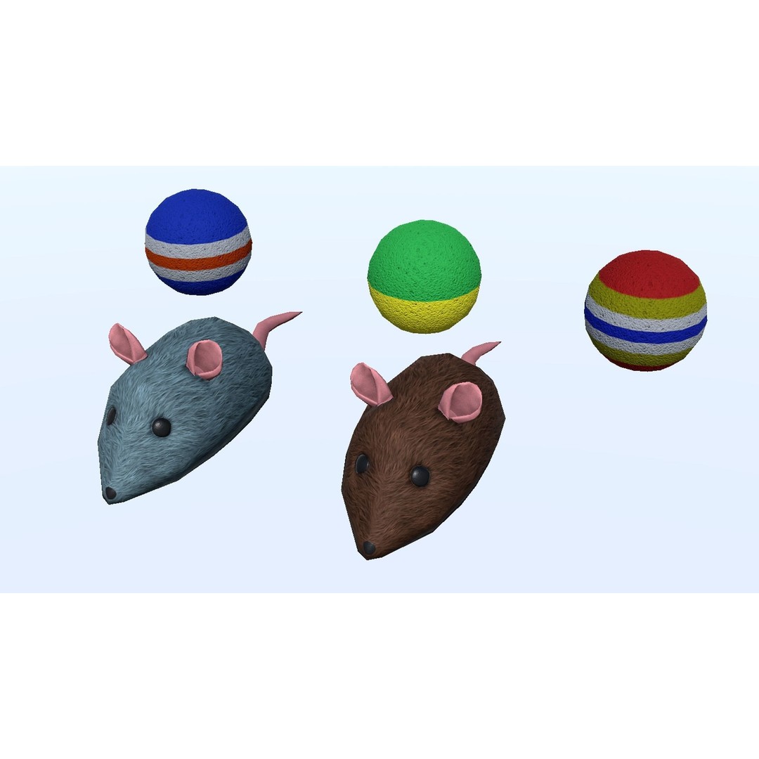 Cat Accessories 3D Model – Low Poly Game Asset, FBX, PBR Textures - View 10