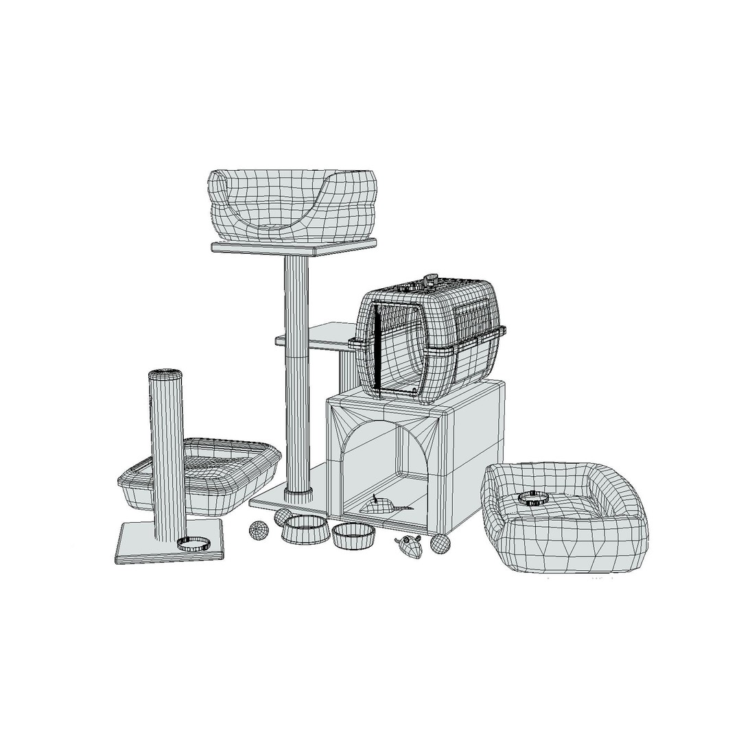 Cat Accessories 3D Model – Low Poly Game Asset, FBX, PBR Textures - View 4