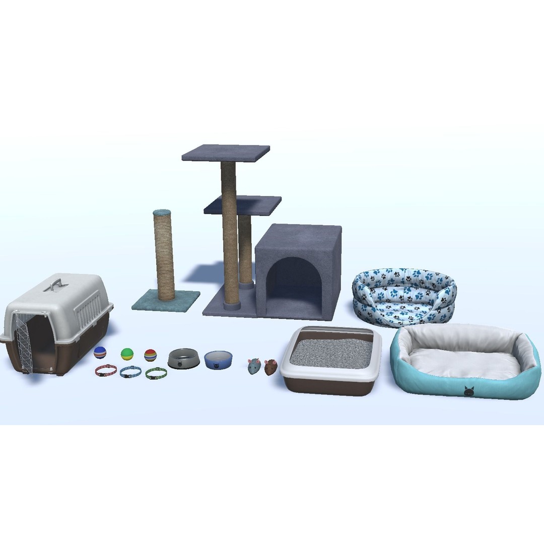 Cat Accessories 3D Model – Low Poly Game Asset, FBX, PBR Textures - View 5