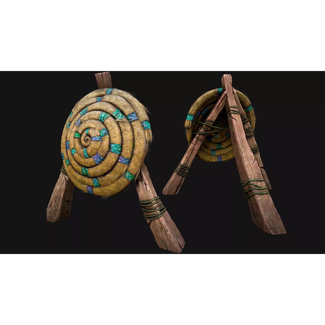 Straw Target 3D Model – Low Poly Game Ready Asset, FBX, PBR - View 2