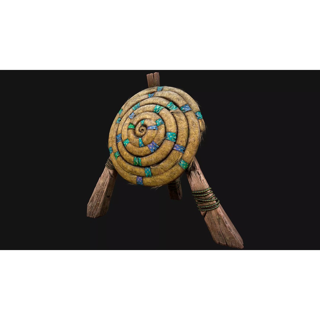 Straw Target 3D Model – Low Poly Game Ready Asset, FBX, PBR - View 3