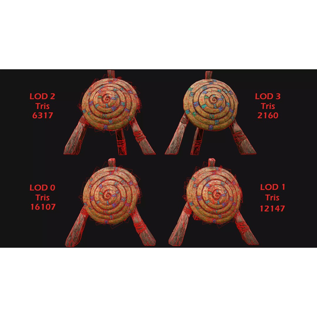 Straw Target 3D Model – Low Poly Game Ready Asset, FBX, PBR - View 4