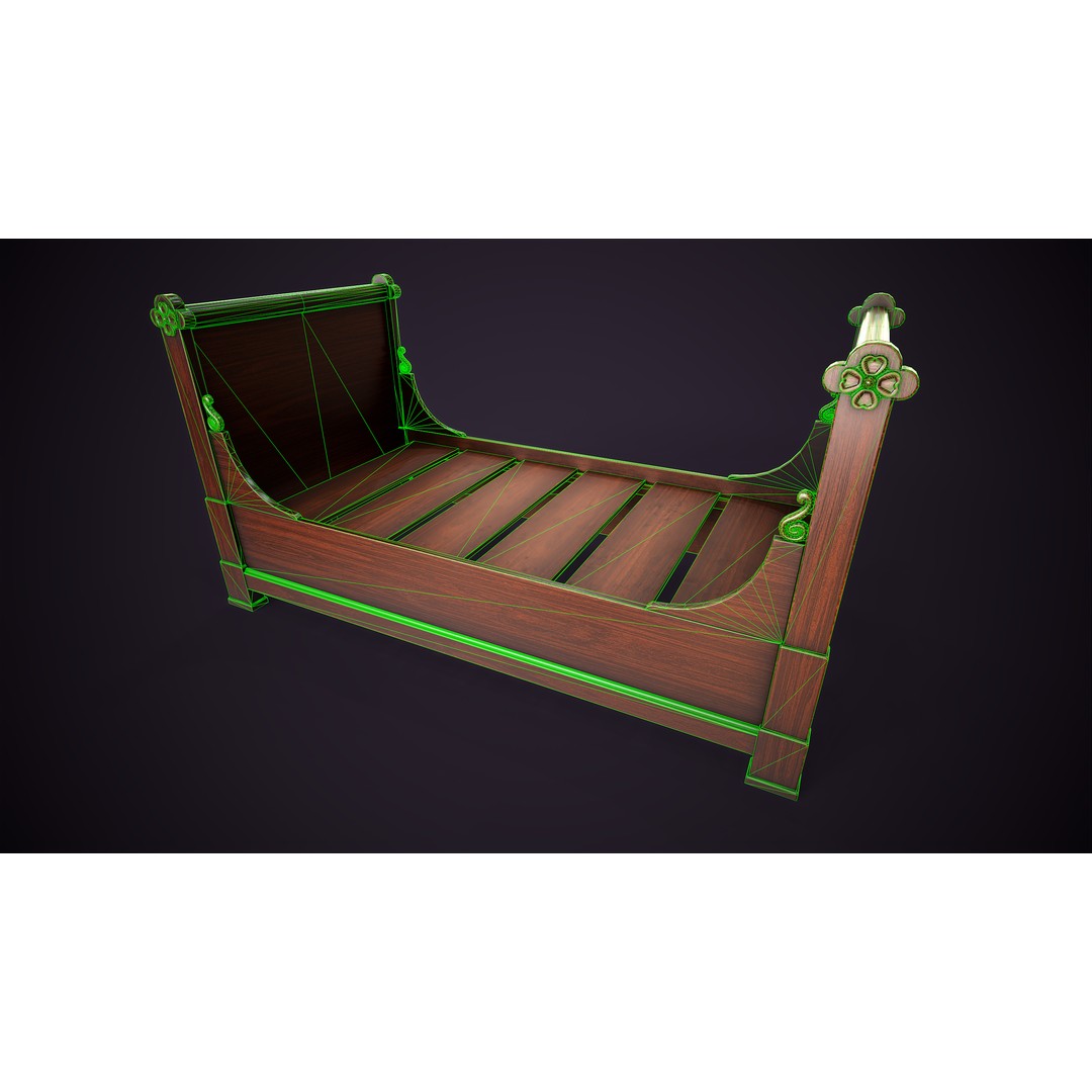 Vintage Single Bed 3D Model – Low Poly Game Asset, FBX & OBJ