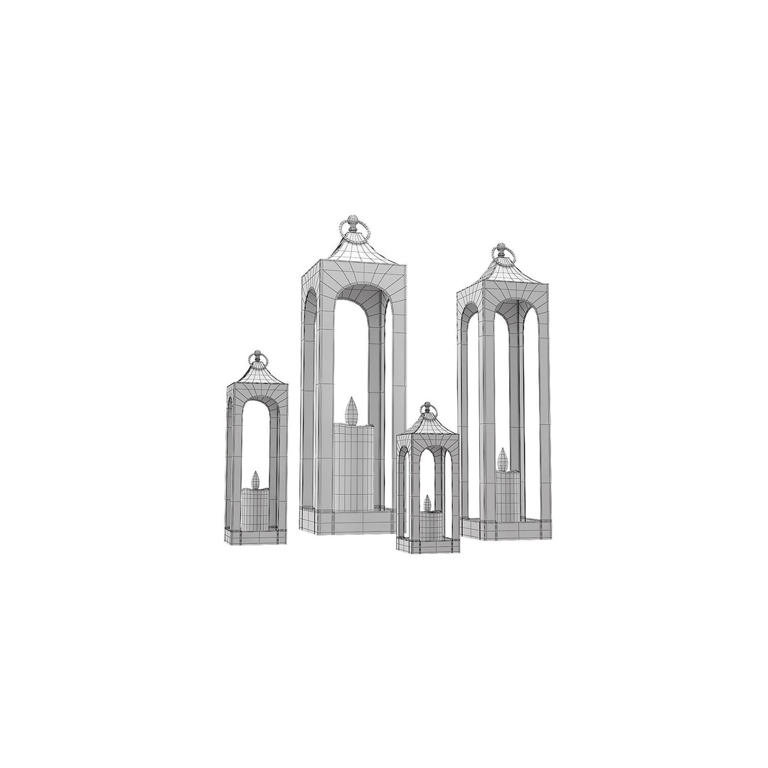 Caleb Handcrafted Metal Outdoor Lantern 3D Model – PBR, FBX, Game-Ready - View 12
