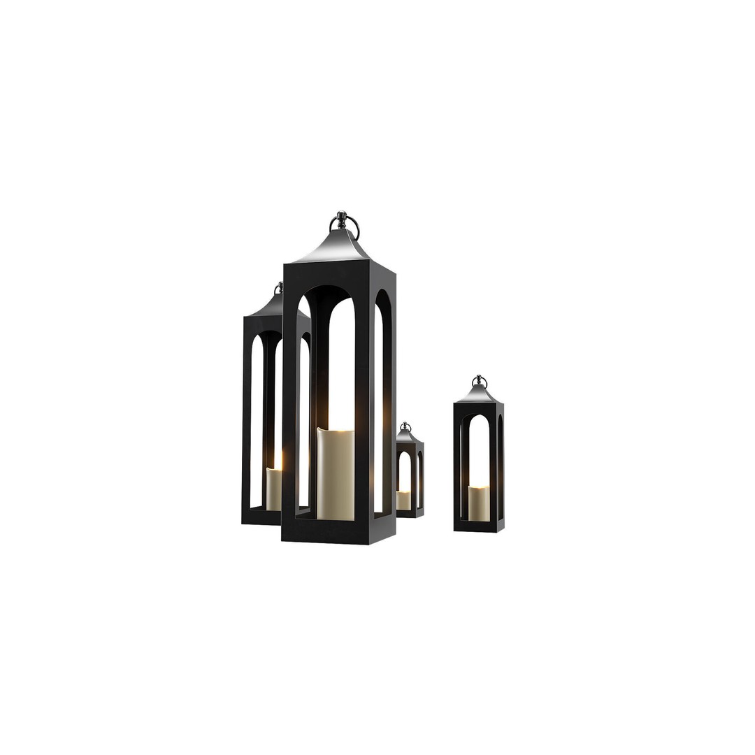 Caleb Handcrafted Metal Outdoor Lantern 3D Model – PBR, FBX, Game-Ready - View 9