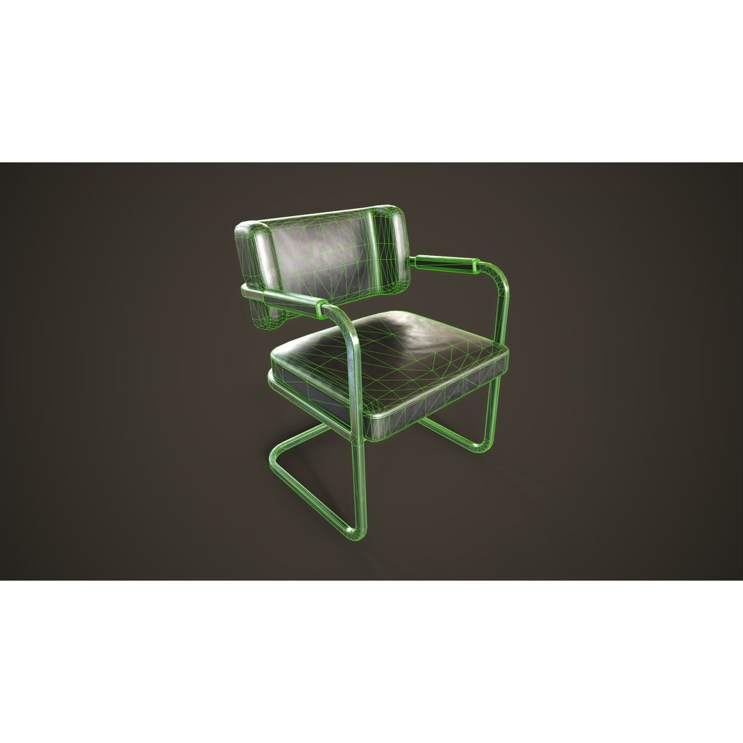 Retro Office Chair 3D Model – Low Poly Game Asset, PBR Textures