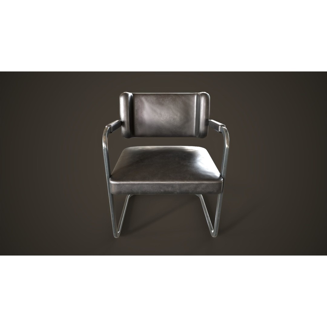 Retro Office Chair 3D Model – Low Poly Game Asset, PBR Textures - View 11