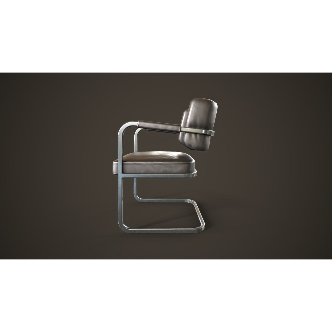 Retro Office Chair 3D Model – Low Poly Game Asset, PBR Textures - View 12