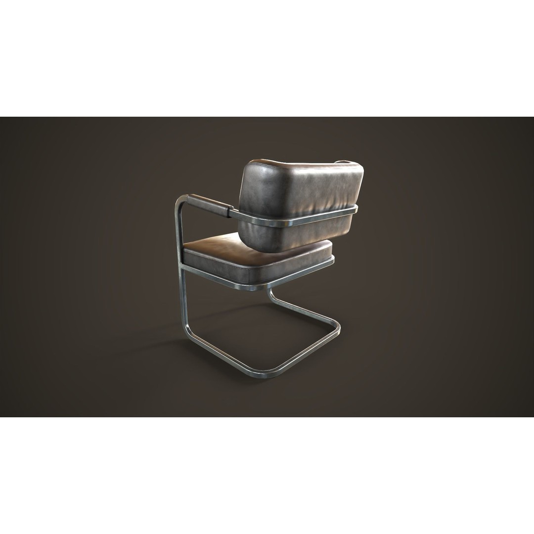Retro Office Chair 3D Model – Low Poly Game Asset, PBR Textures - View 13