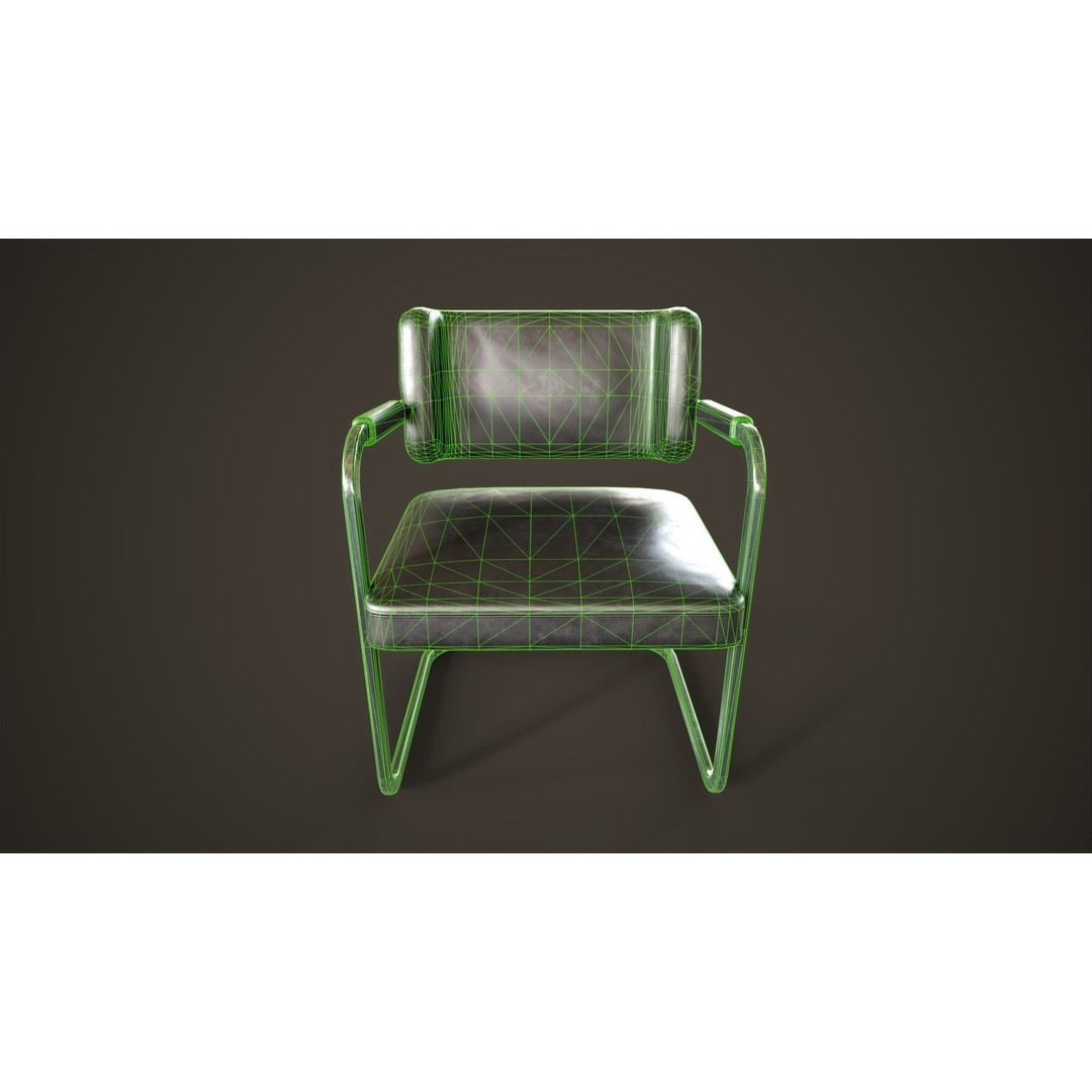 Retro Office Chair 3D Model – Low Poly Game Asset, PBR Textures - View 15