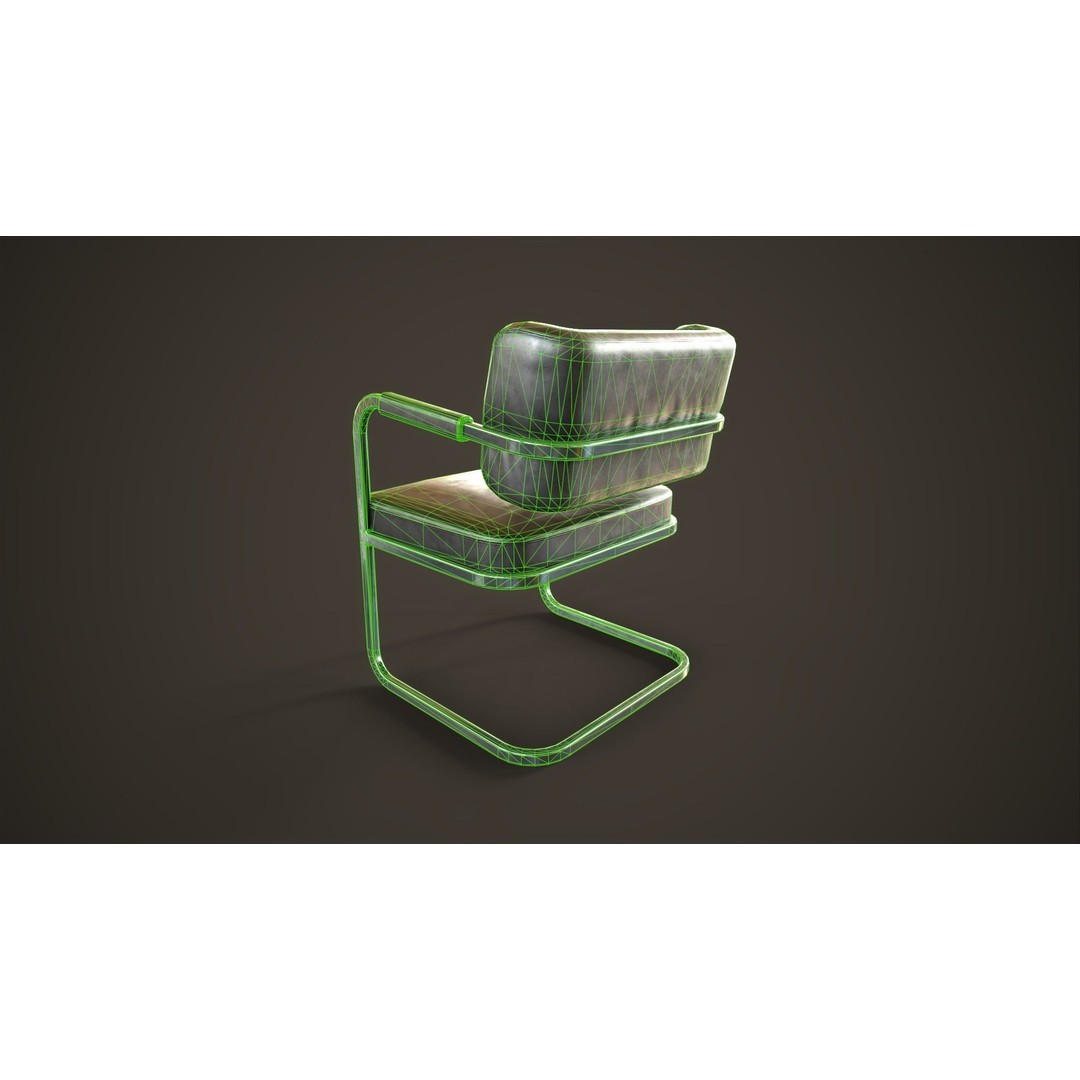 Retro Office Chair 3D Model – Low Poly Game Asset, PBR Textures - View 16