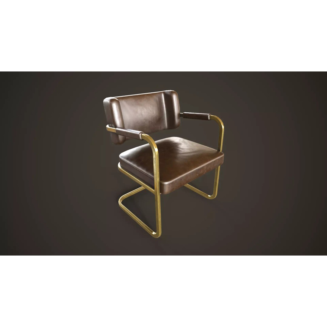 Retro Office Chair 3D Model – Low Poly Game Asset, PBR Textures - View 2
