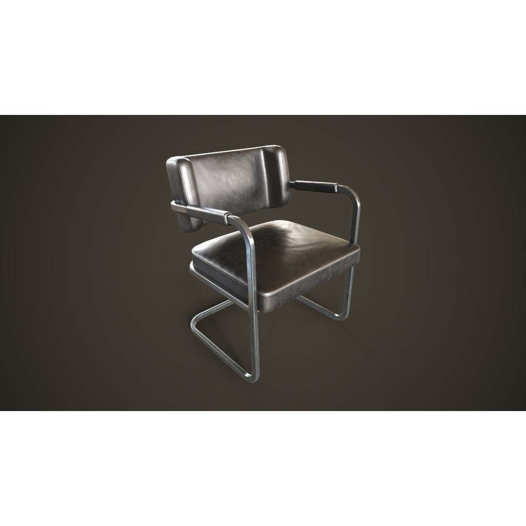 Retro Office Chair 3D Model – Low Poly Game Asset, PBR Textures - View 3