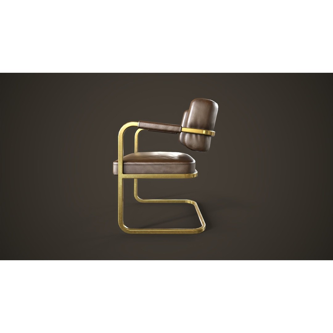 Retro Office Chair 3D Model – Low Poly Game Asset, PBR Textures - View 4
