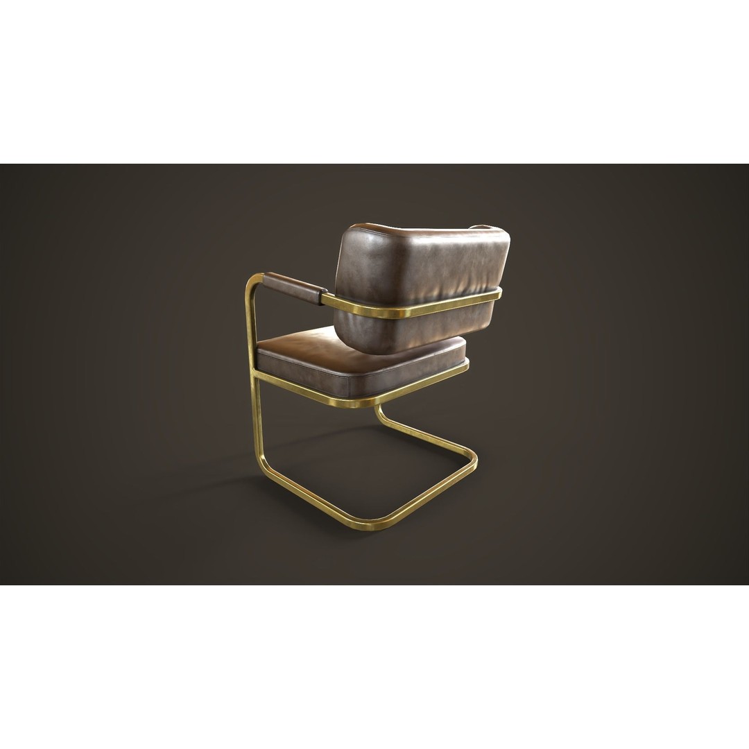 Retro Office Chair 3D Model – Low Poly Game Asset, PBR Textures - View 5