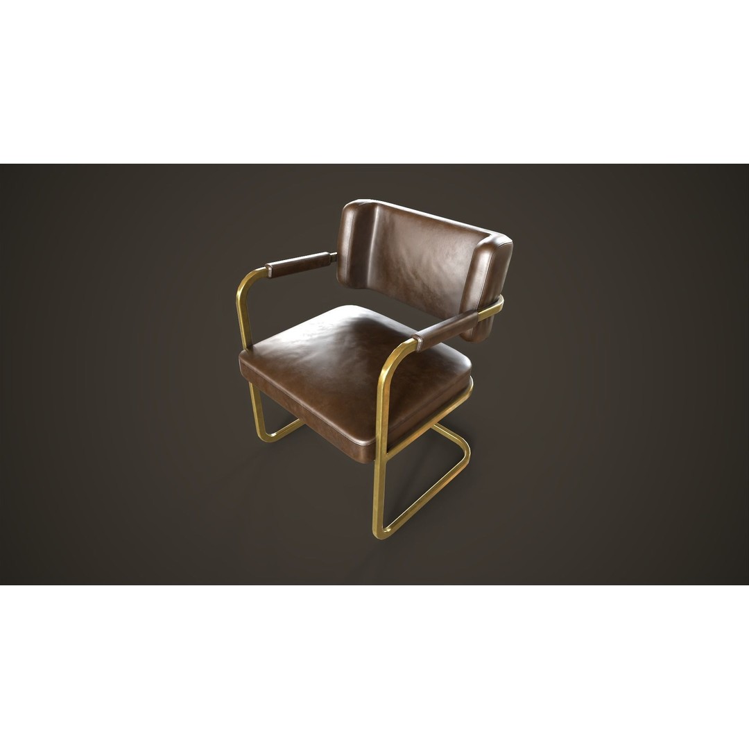 Retro Office Chair 3D Model – Low Poly Game Asset, PBR Textures - View 7