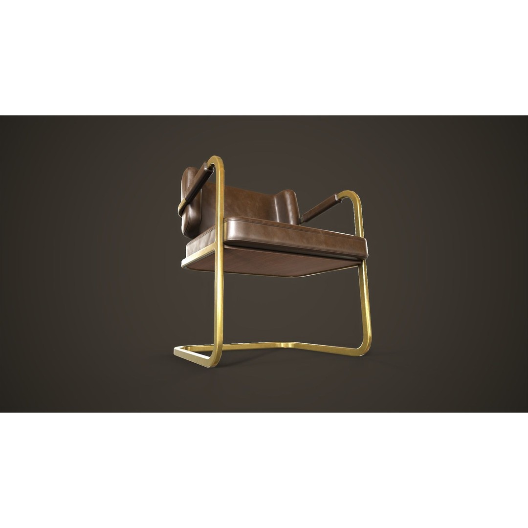 Retro Office Chair 3D Model – Low Poly Game Asset, PBR Textures - View 9