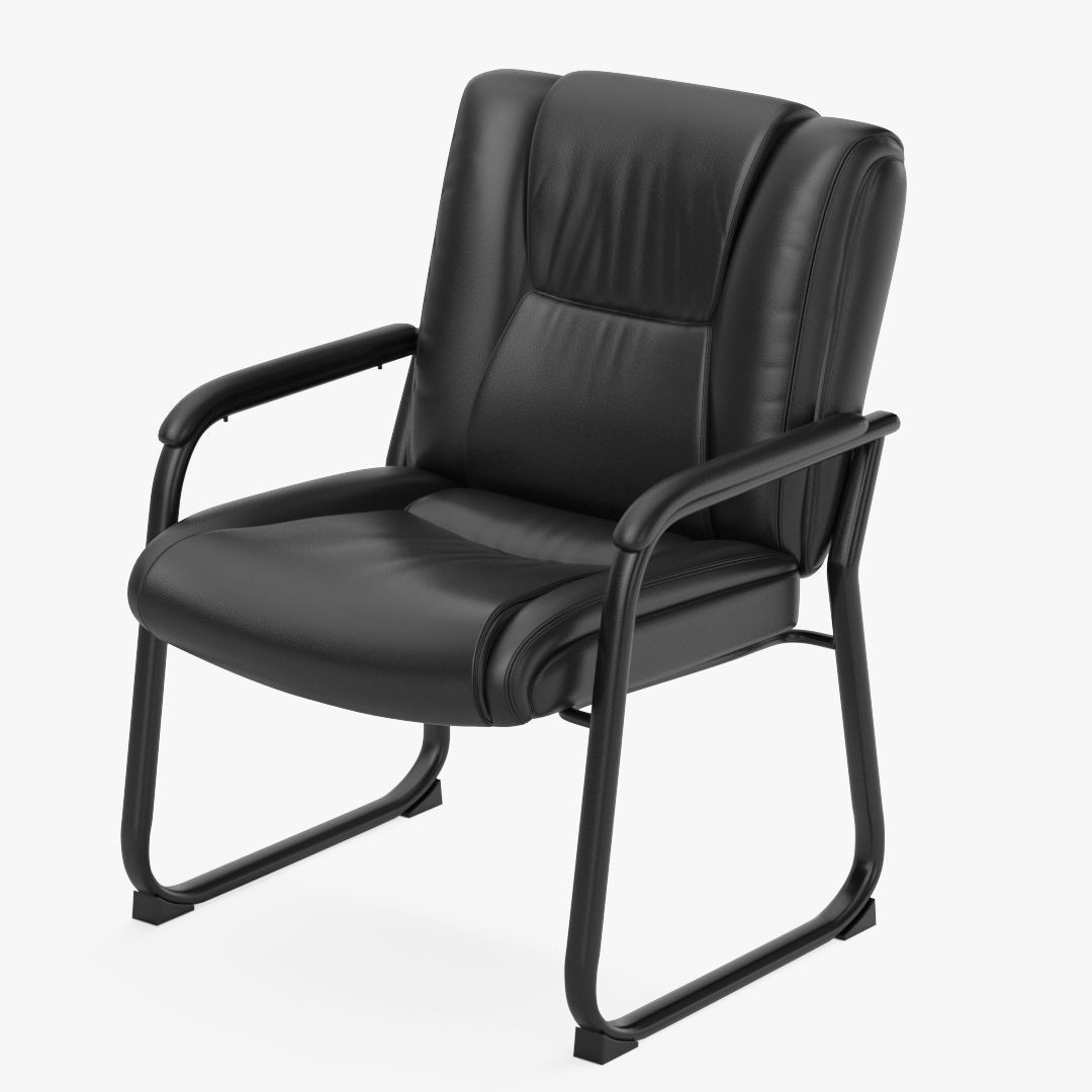 Flash Furniture Reception Chairs 3D Model – Black Leather Soft Armchair, FBX