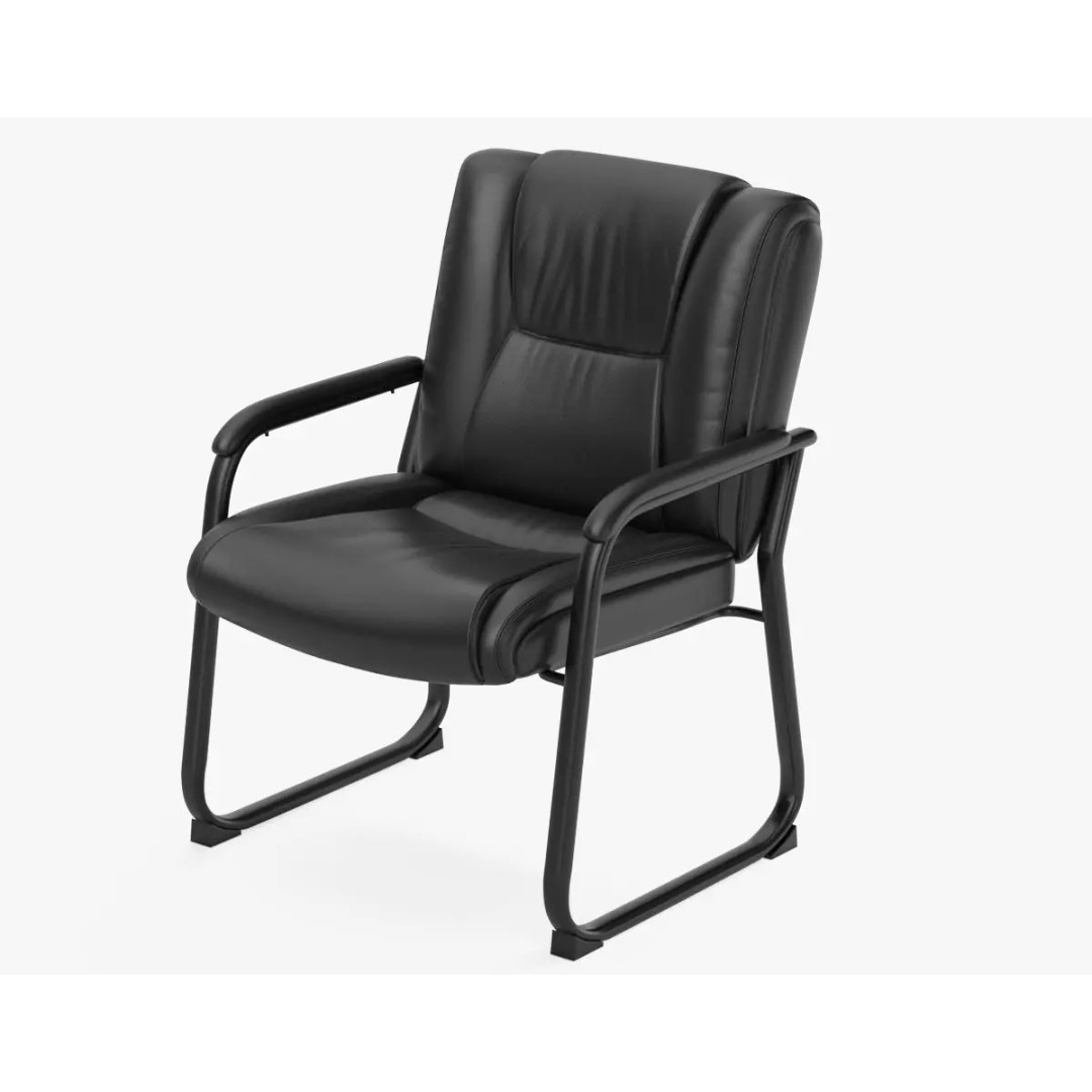 Flash Furniture Reception Chairs 3D Model – Black Leather Soft Armchair, FBX - View 2