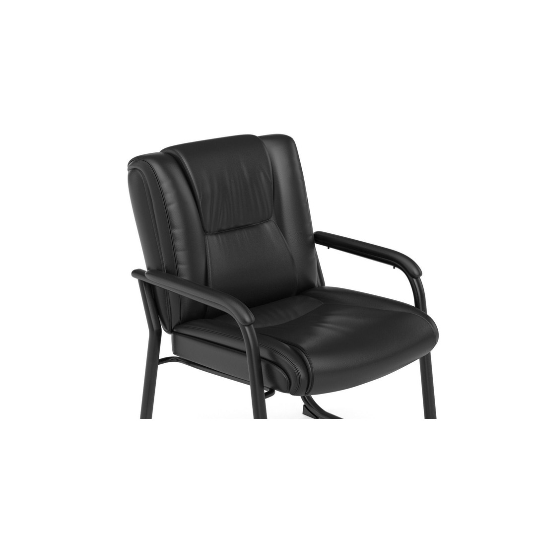 Flash Furniture Reception Chairs 3D Model – Black Leather Soft Armchair, FBX - View 3