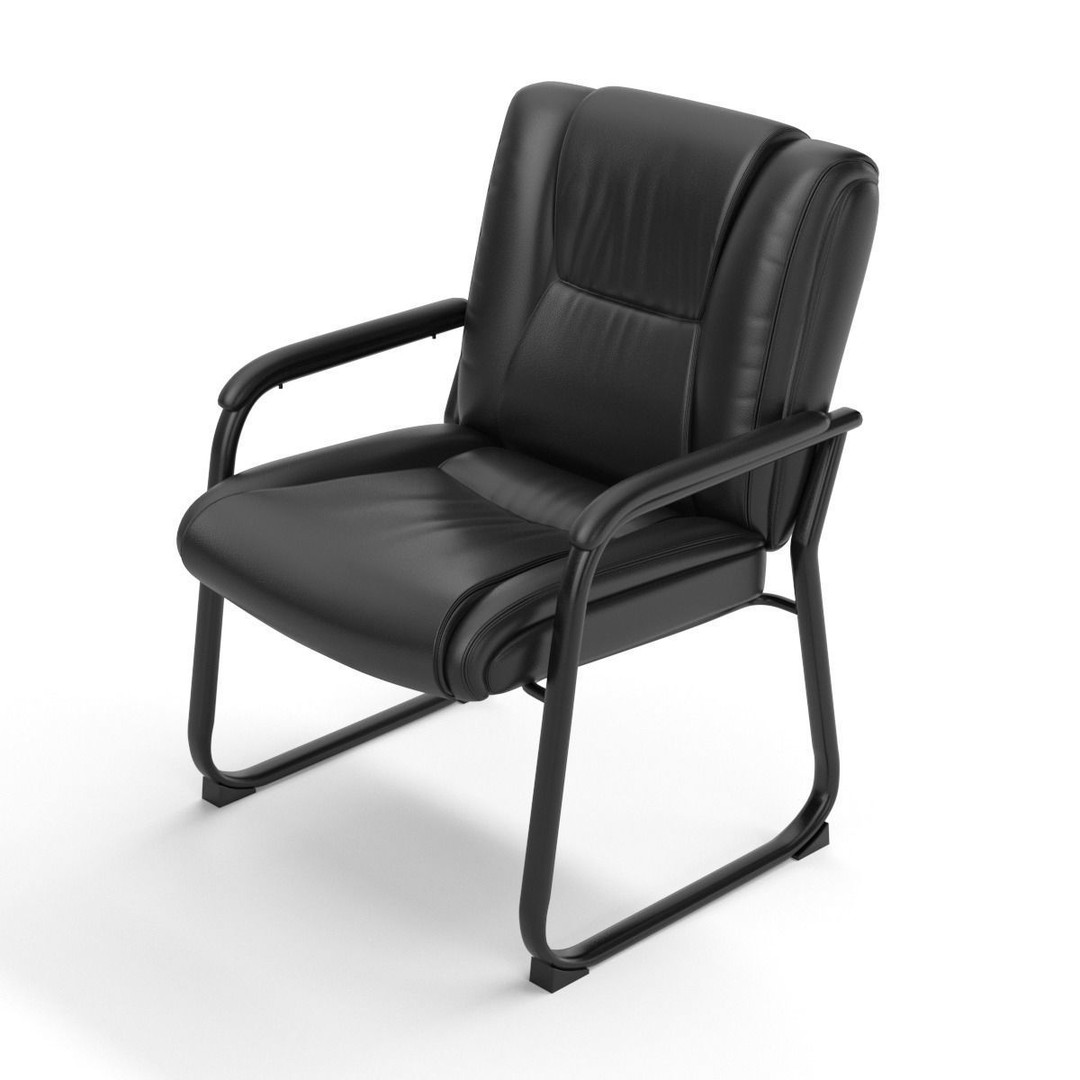 Flash Furniture Reception Chairs 3D Model – Black Leather Soft Armchair, FBX - View 36